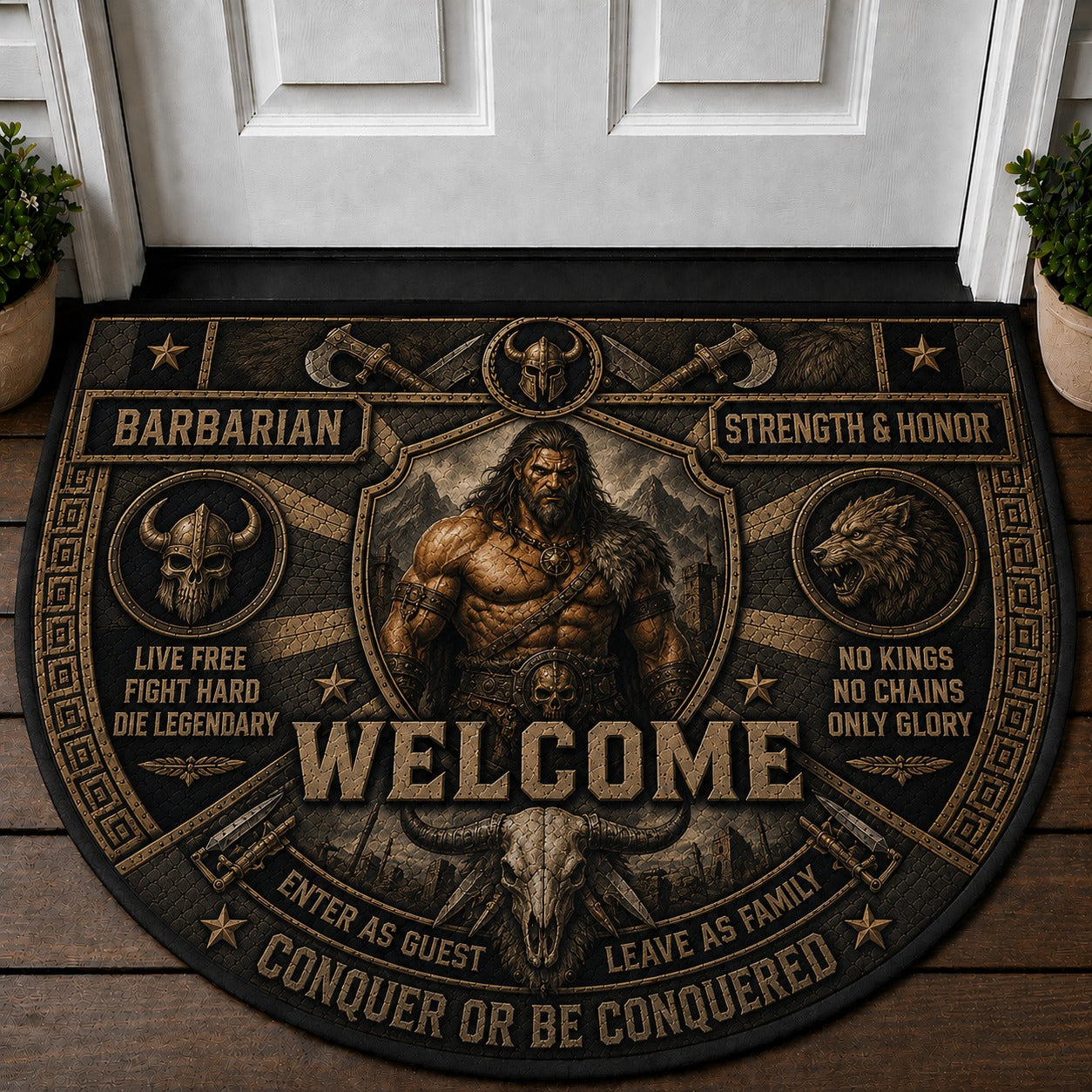 Templar Legendary Warriors Viking Quilted Print Premium Welcome Mat – Personalized Doormat