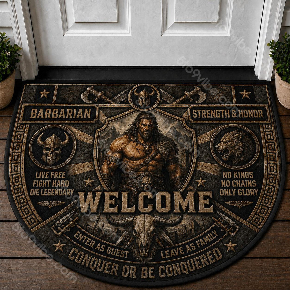 Viking Warrior Welcome Mat – "Til Valhalla" Norse Mythology Outdoor Doormat - 5to9vibe