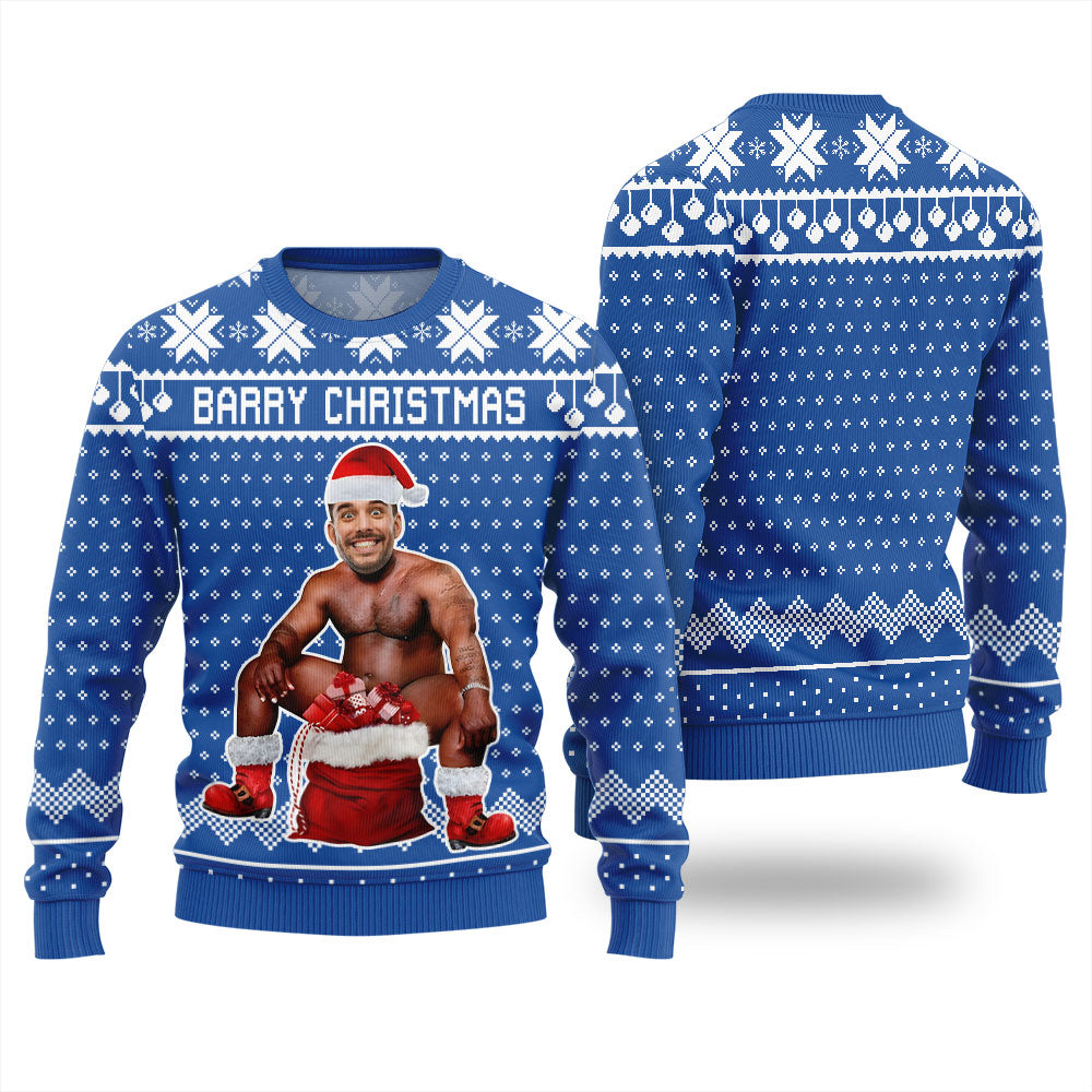 Barry Christmas Personalized Face Ugly Sweater