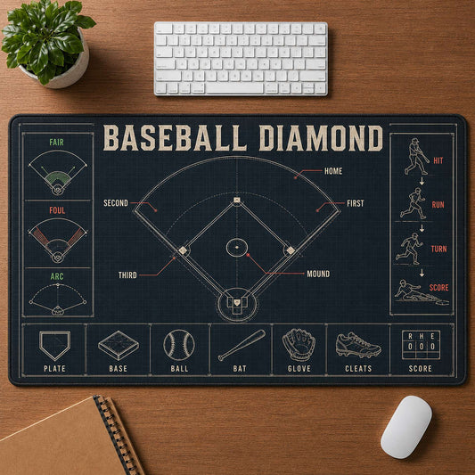 Baseball Diamond Blueprint Desk Mat | 5To9Vibe