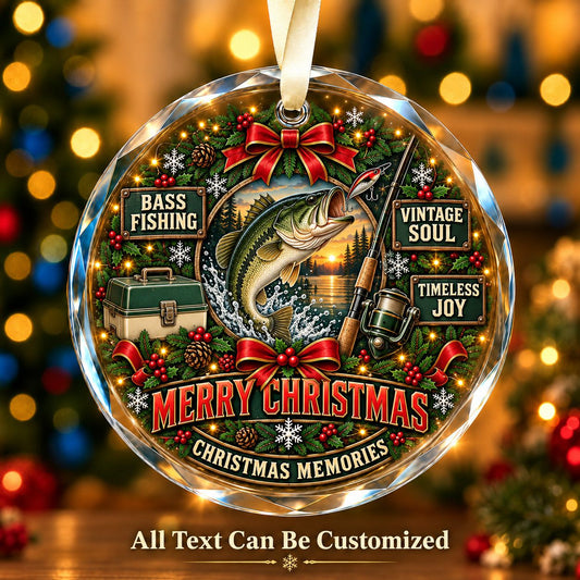 Bass Fishing Personalized Glass Ornament | 5To9Vibe