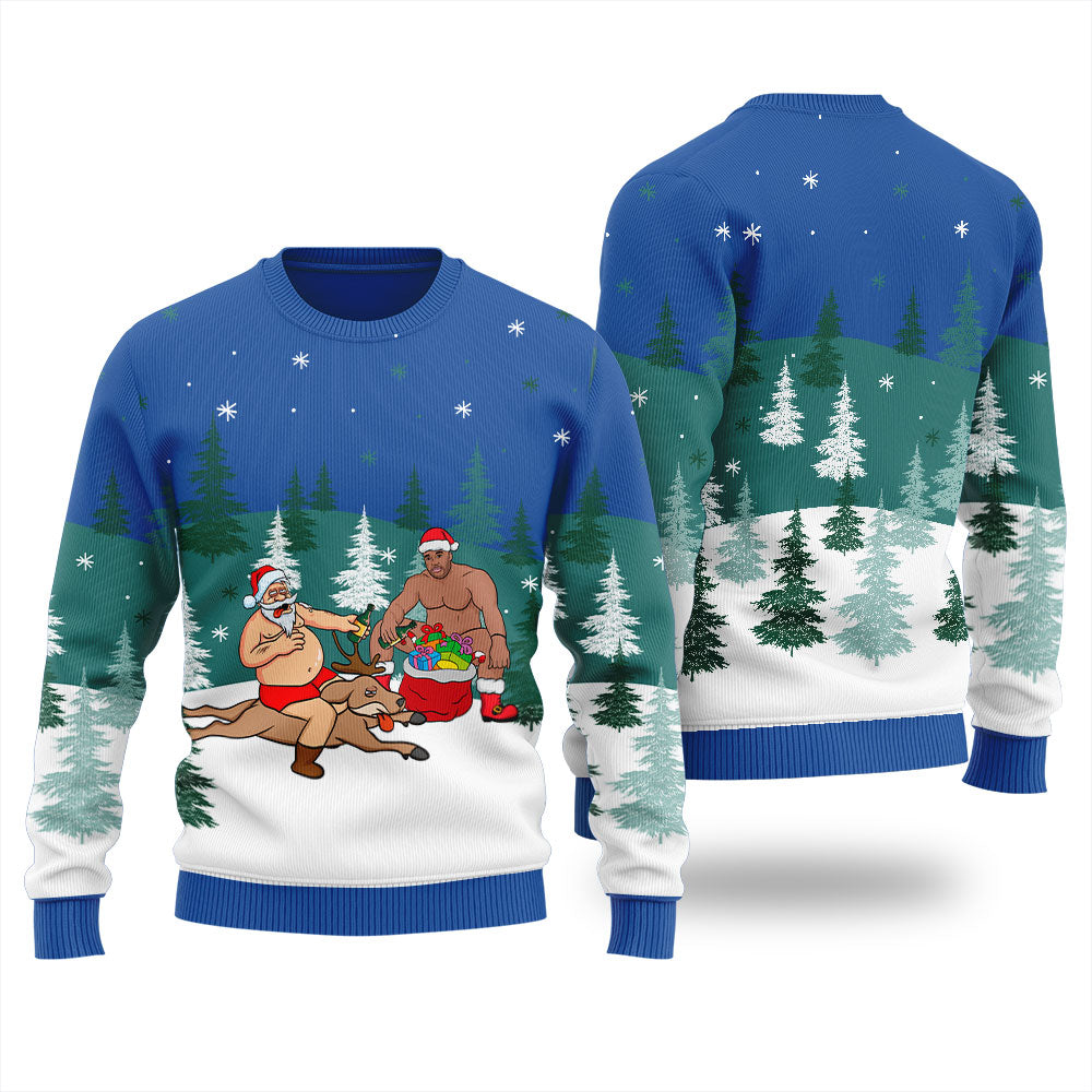 Beer Party Santa Barry Wood Ugly Sweater