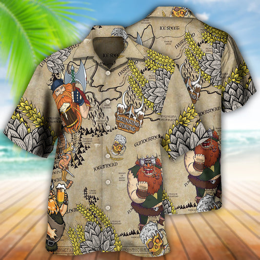 Beer Viking Drinking Beer - Hawaiian Shirt