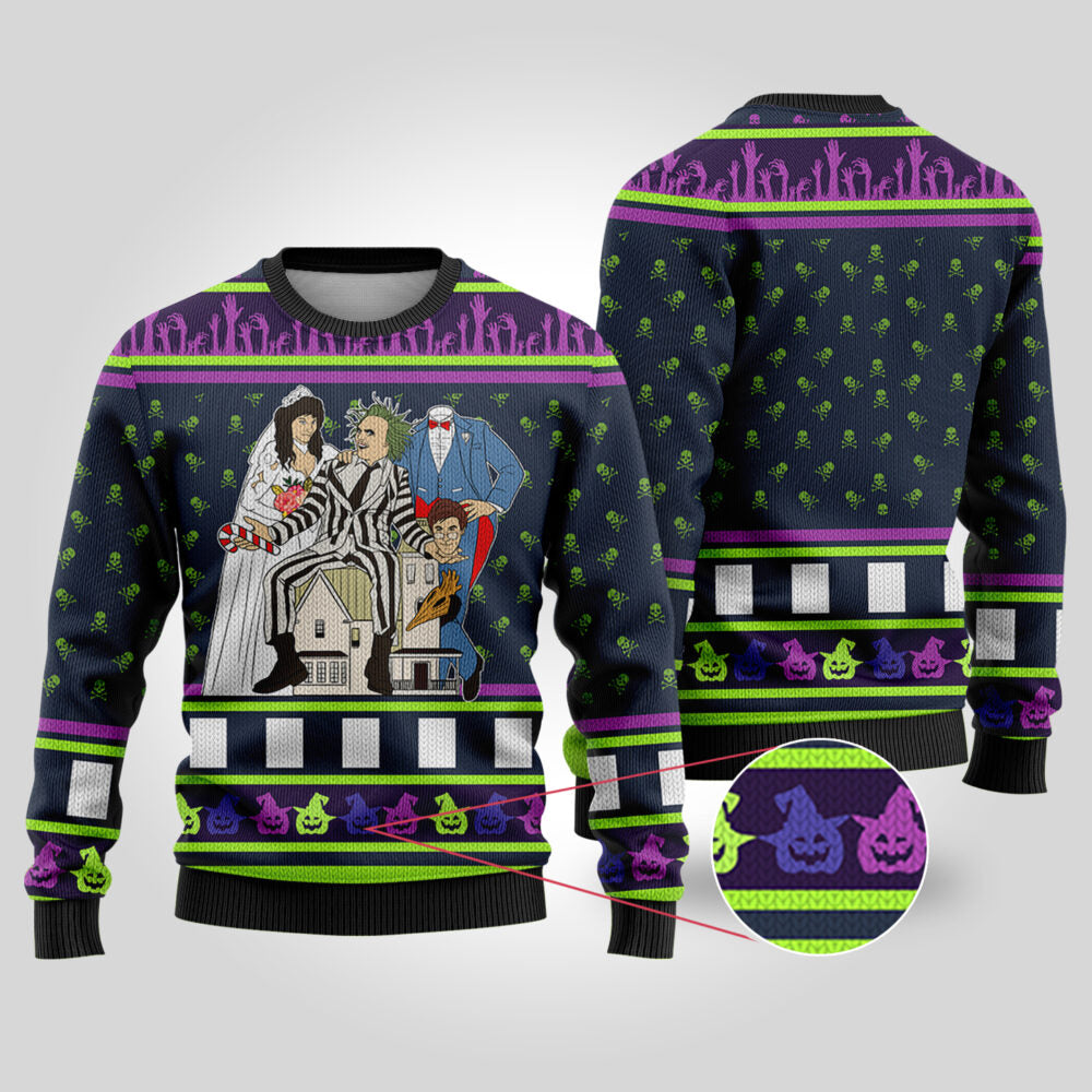 Beetlejuice Halloween Sweater Navy