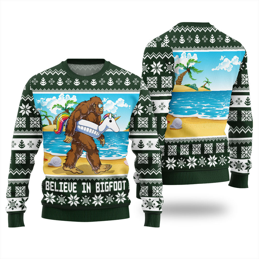 Believe In Bigfoot Christmas Sweater Women