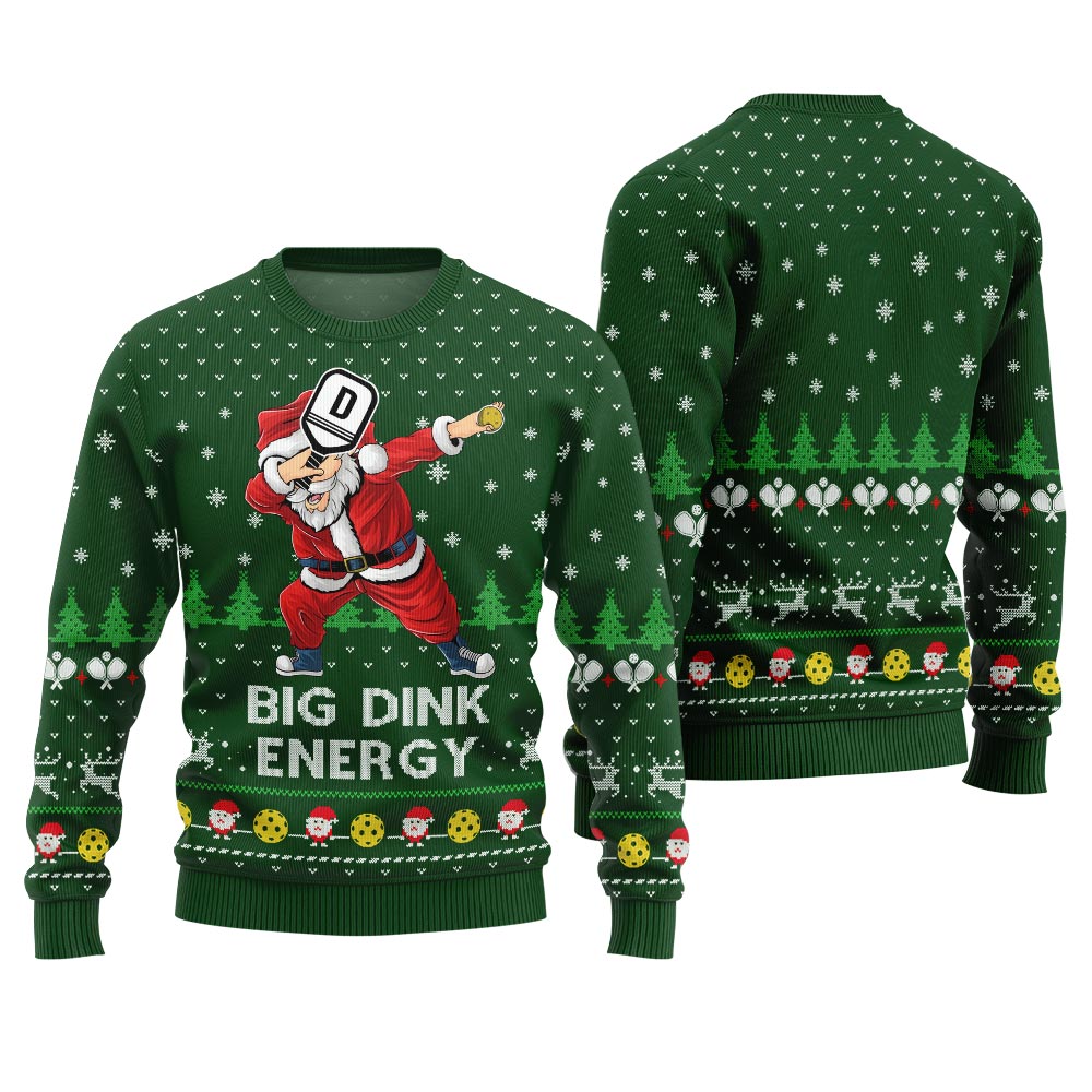 Big Dink Energy Santa Pickleball Christmas Sweater