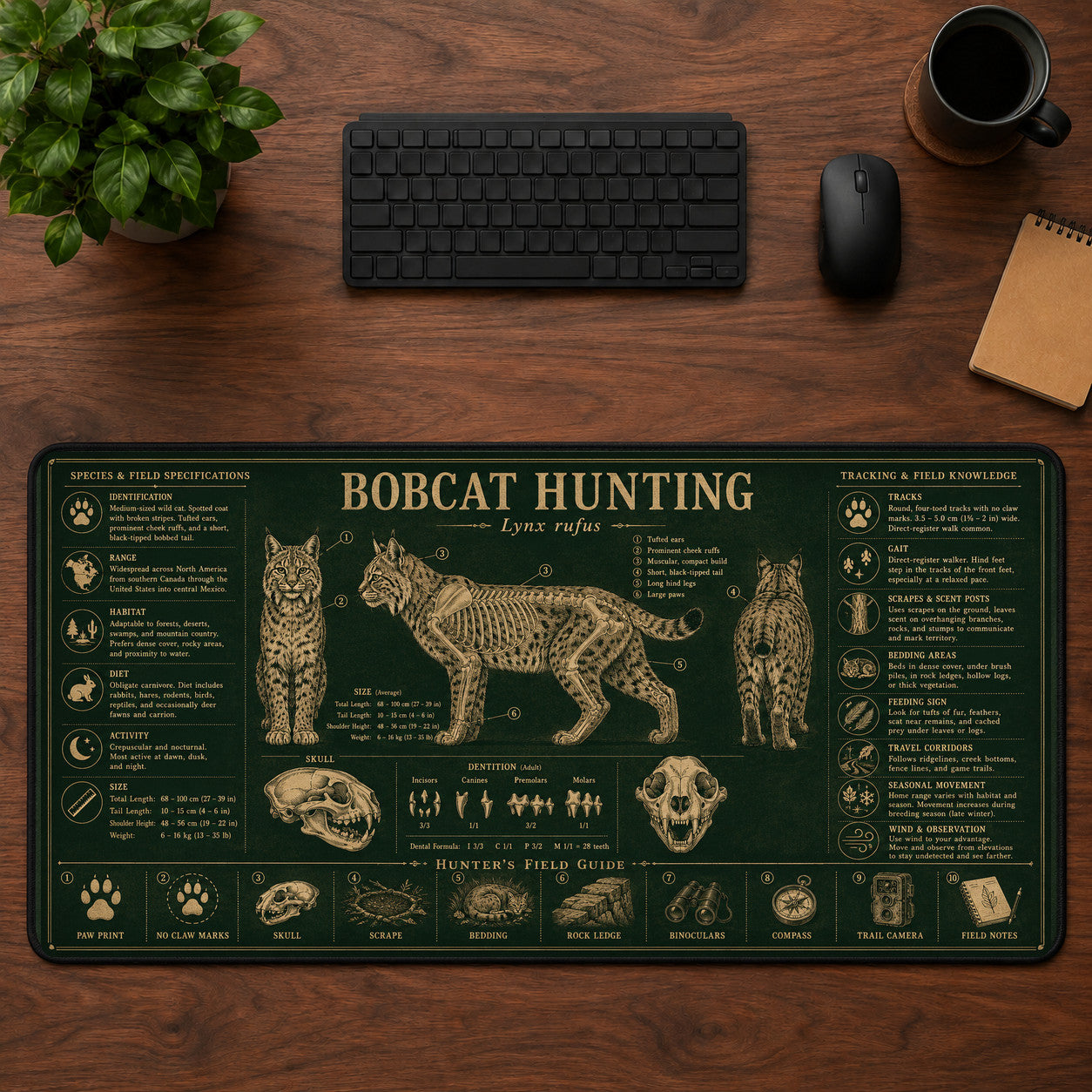 Bobcat Hunting Desk Mat Mouse Pad | 5To9Vibe
