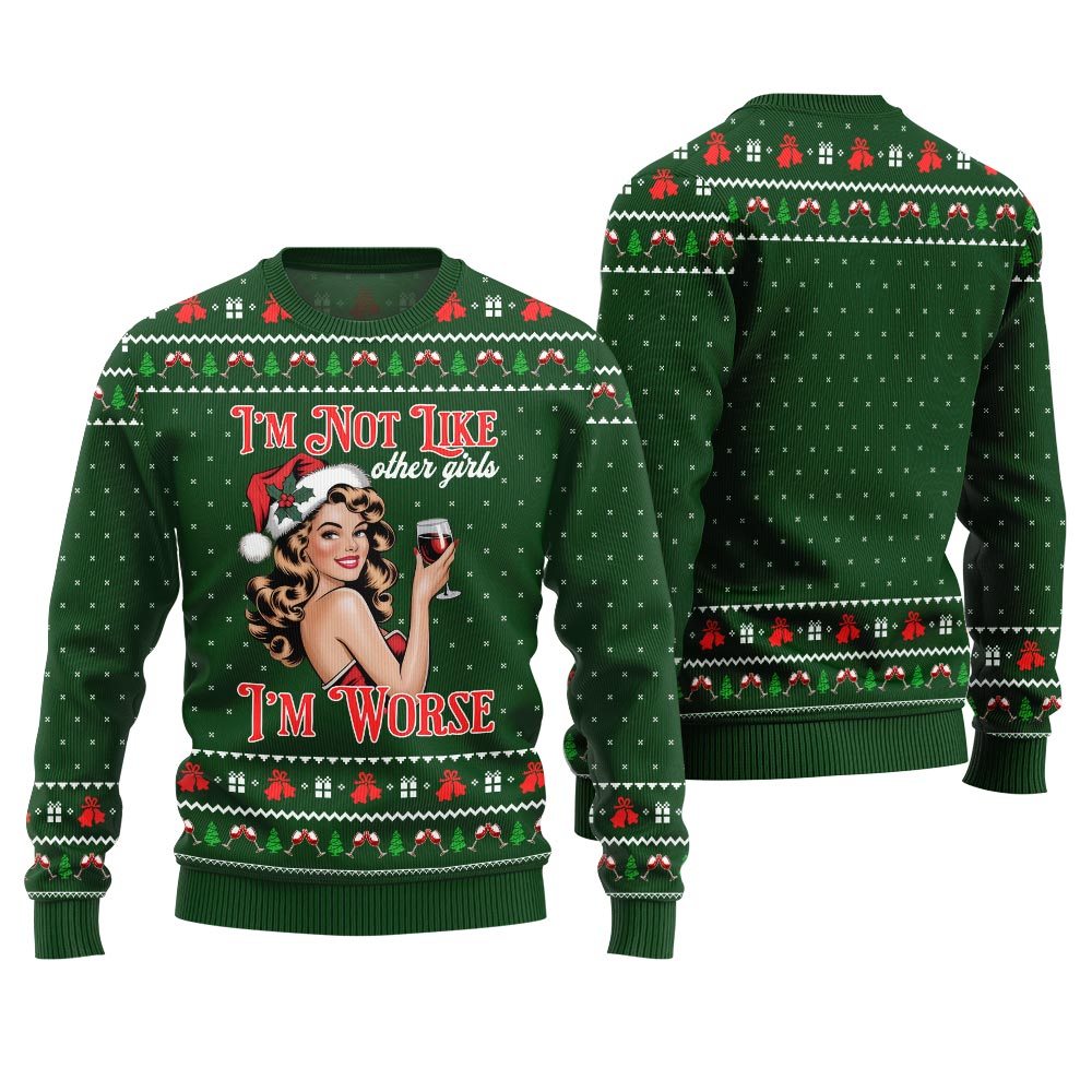 Bold Holiday Sip Queen Ugly Christmas Sweater