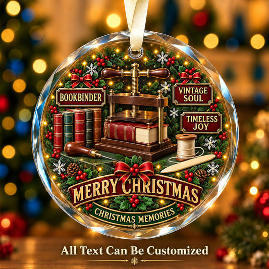 Bookbinder Personalized Glass Ornament | 5To9Vibe