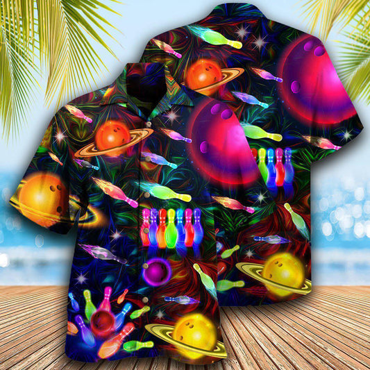 Bowling Neon Space Strike The Universe - Hawaiian Shirt