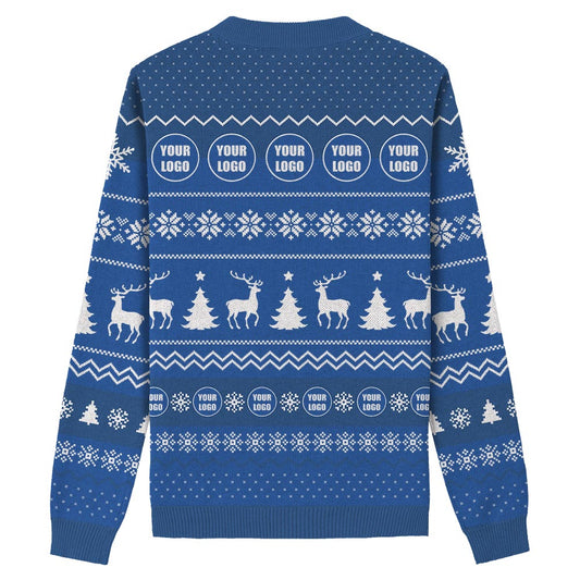 Brand Name And Logo Personalized Xmas Knit Sweater Royal - VinCo