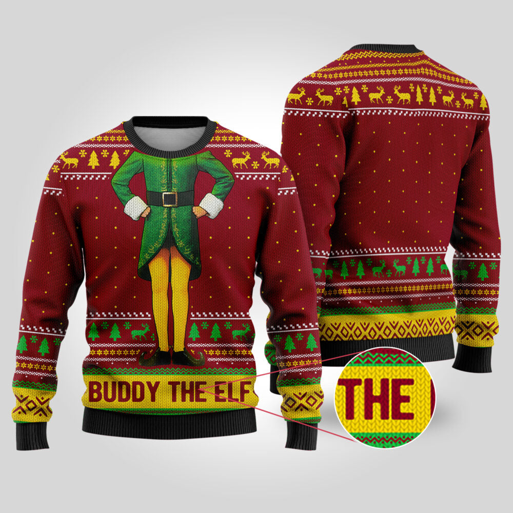 Buddy The Elf Cardinal Red Funny Ugly Christmas Sweater - Funny Ugly Christmas Sweater