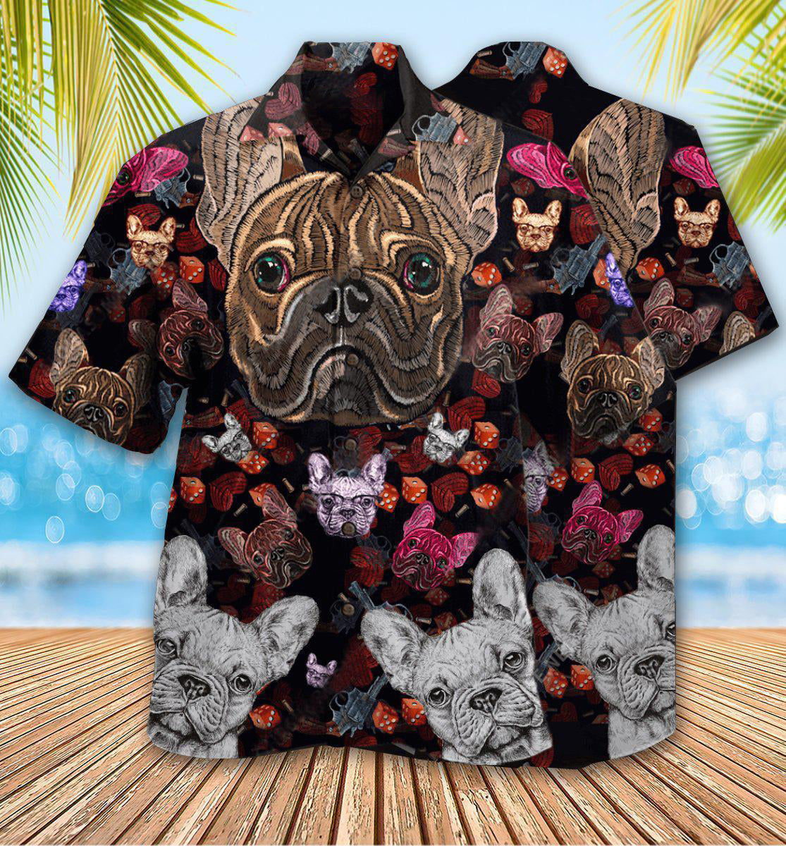 Bulldog Embroidery Cool - Hawaiian Shirt
