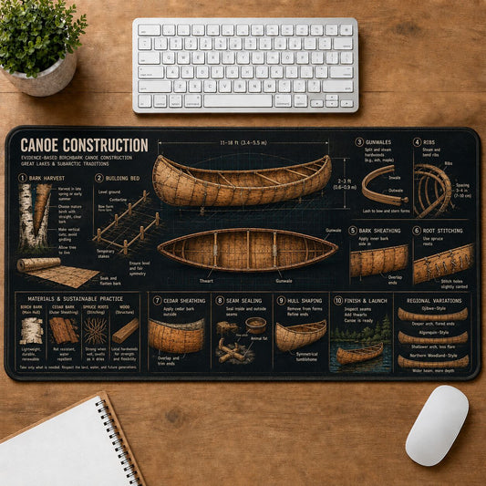 Canoe Construction Cultural Heritage Visual Guide Desk Mat | 5To9Vibe
