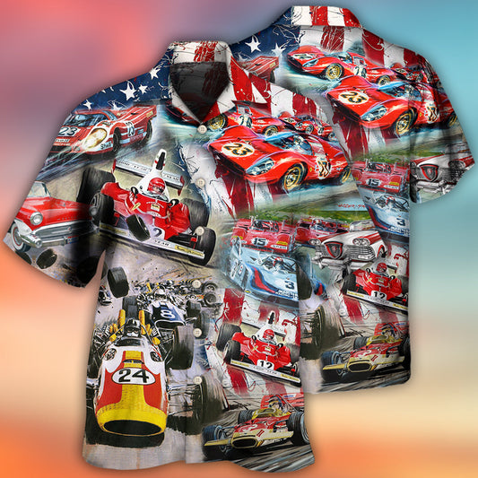 Car Racing Independence Day America - Hawaiian Shirt