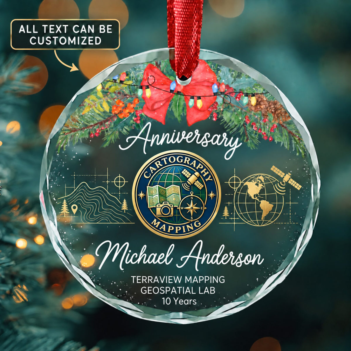 Cartographers and Photogrammetrists Personalized Glass Ornament | 5To9Vibe