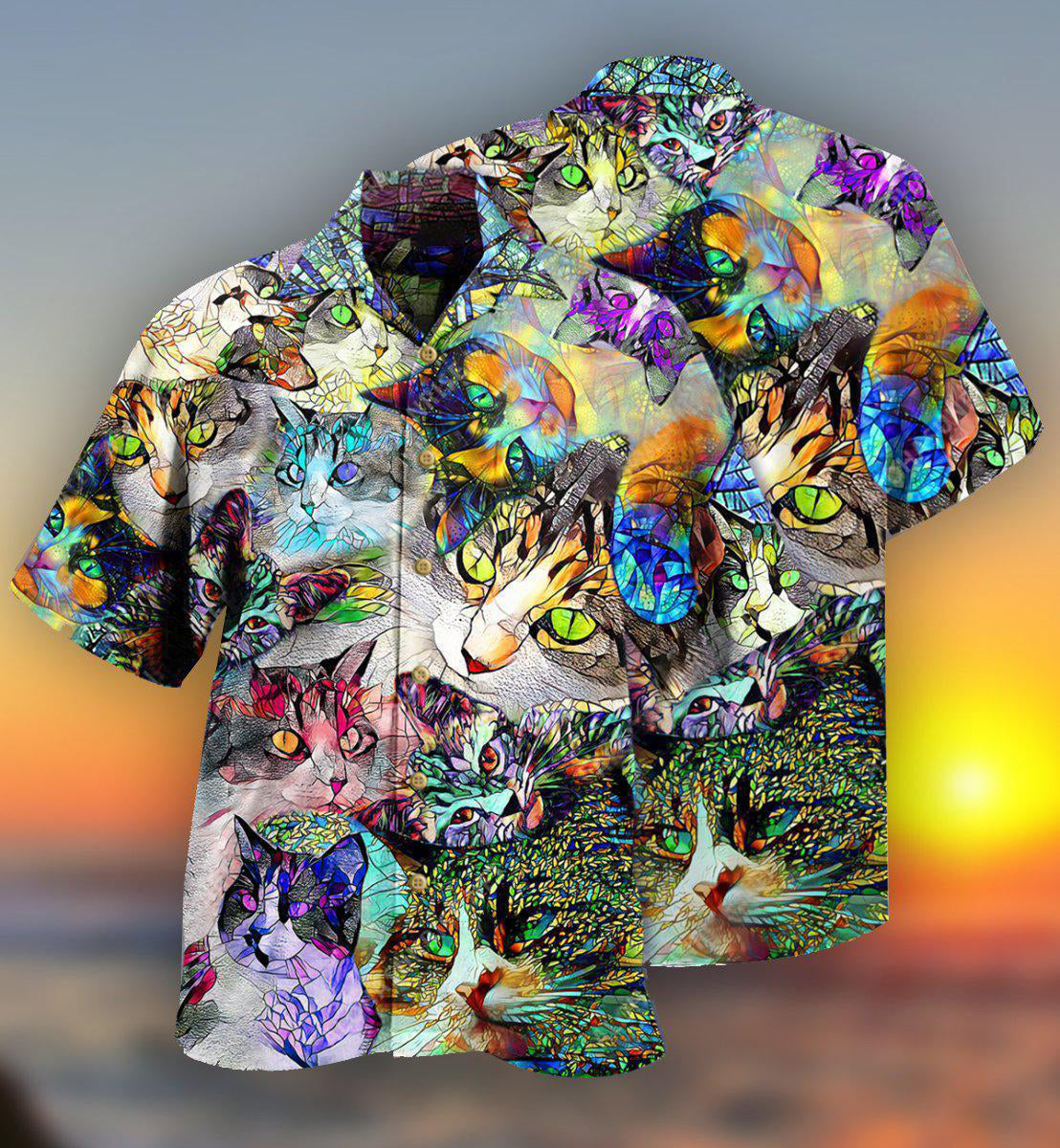 Cat Amazing Stained Glass - Hawaiian Shirt