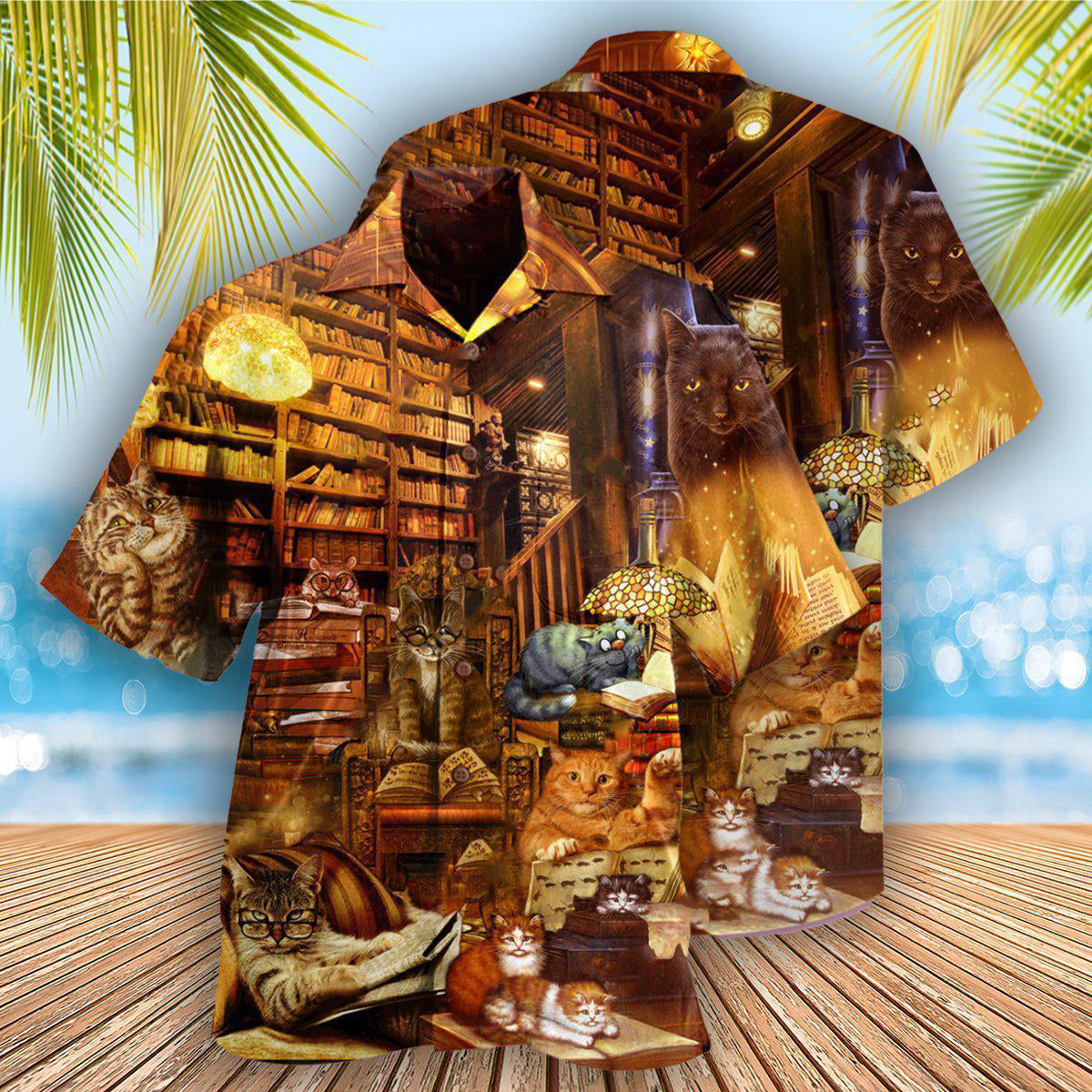 Cat And Book Happiness Is A Good Book - Hawaiian Shirt
