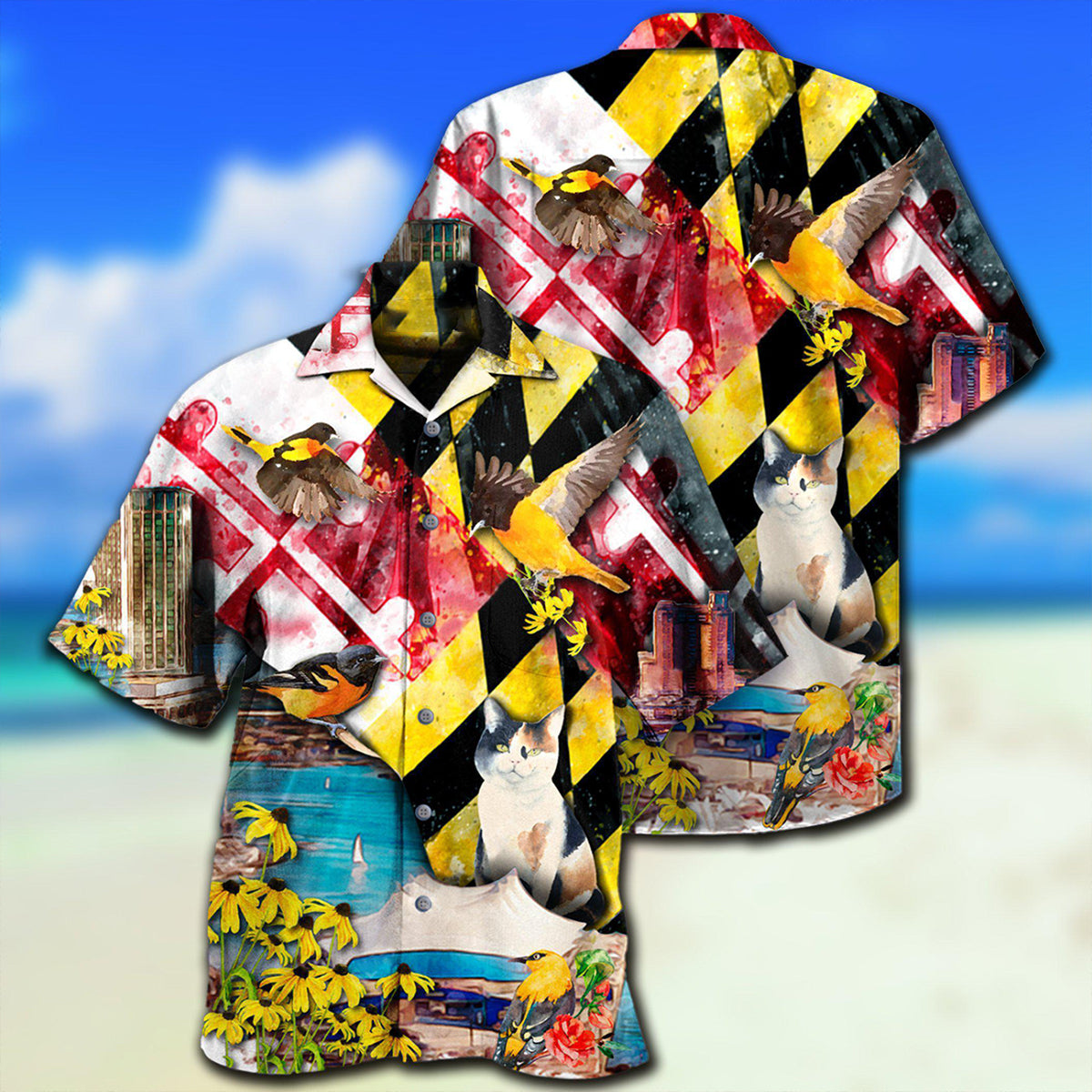 Cat Beautiful Maryland State - Hawaiian Shirt