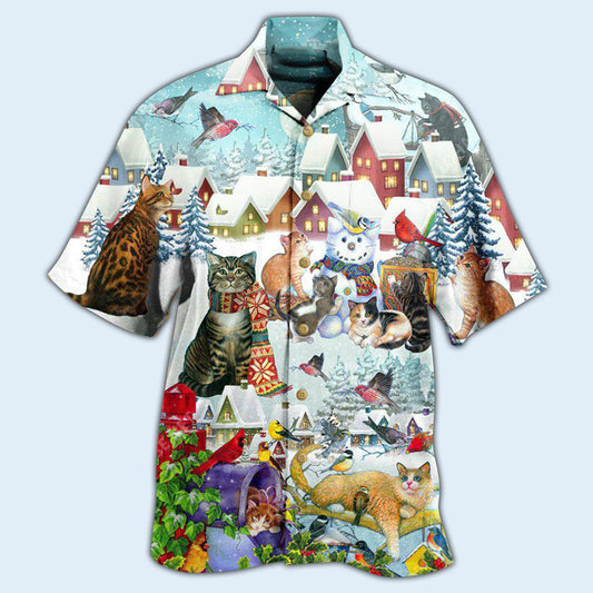 Cat Bird Winter Beautiful - Hawaiian Shirt