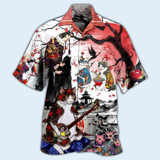 Cat Japanese Art Style - Hawaiian Shirt