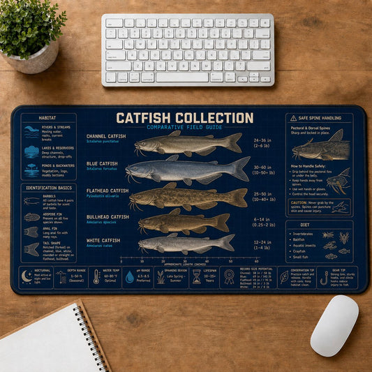 Catfish Collection Fishing Field Guide Desk Mat | 5To9Vibe