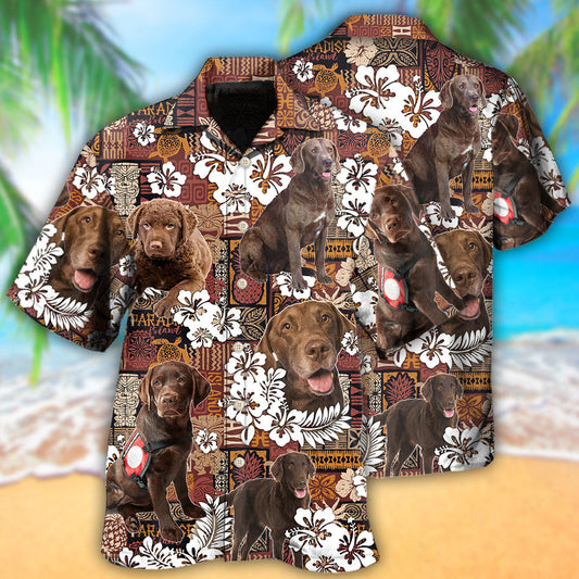 Chesapeake Bay Retriever Dog Tropical Floral Vintage - Hawaiian Shirt