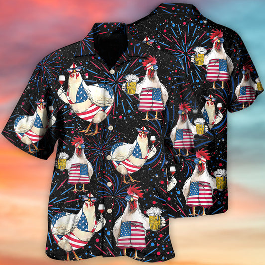 Chicken Independence Day Beer Style - Hawaiian Shirt