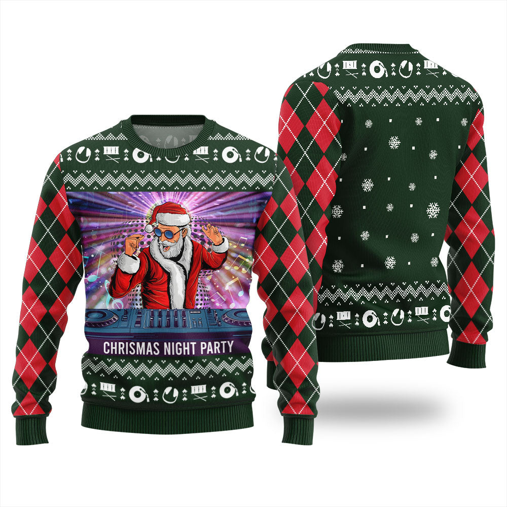 Christmas Night Party DJ Santa Ugly Christmas Sweater