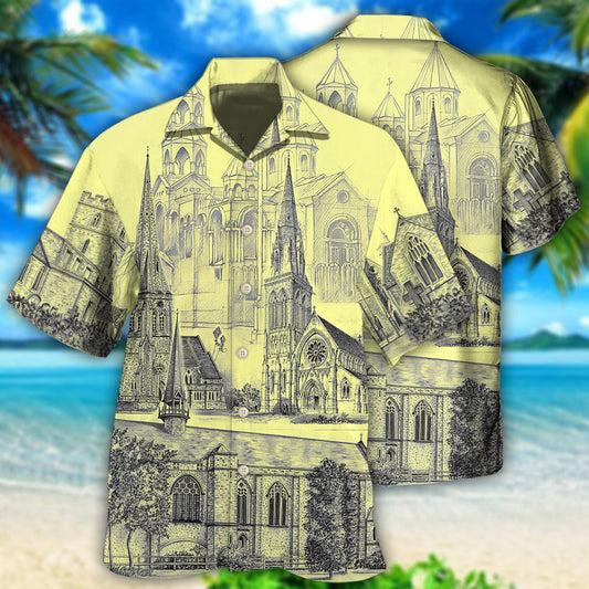 Church With Grey Vintage Style - Hawaiian Shirt