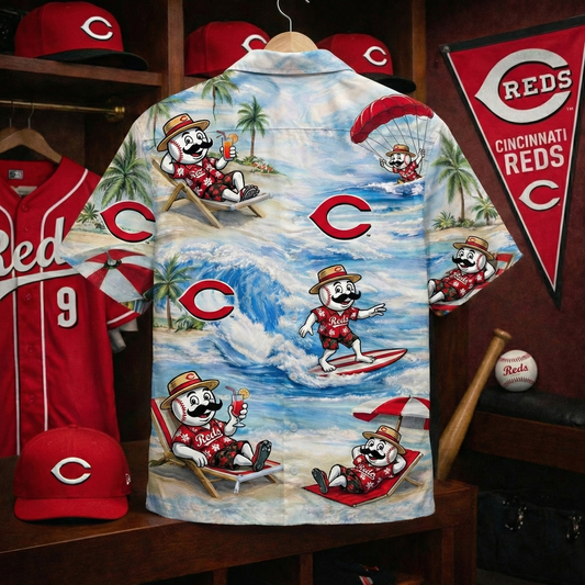 CR Baseball Mascot Beach Viber Button-Up Unisex Hawaiian Shirt For Men & Women