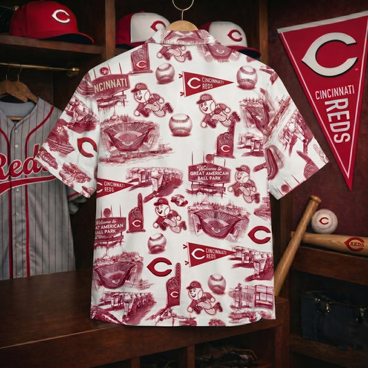 CR Baseball Stadium Slogan Legacy Edition Vintage Unisex Button-Up Hawaiian Shirt