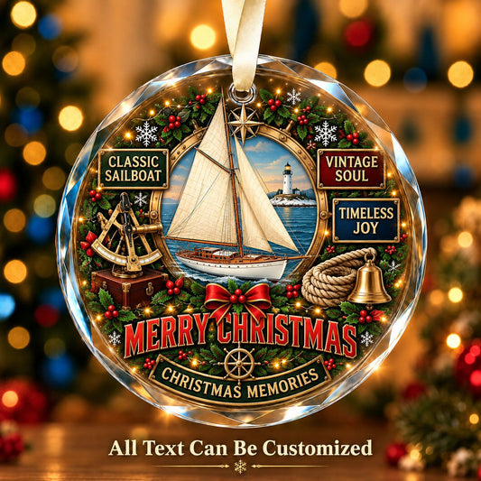 Classic Sailboat Personalized Glass Ornament | 5To9Vibe