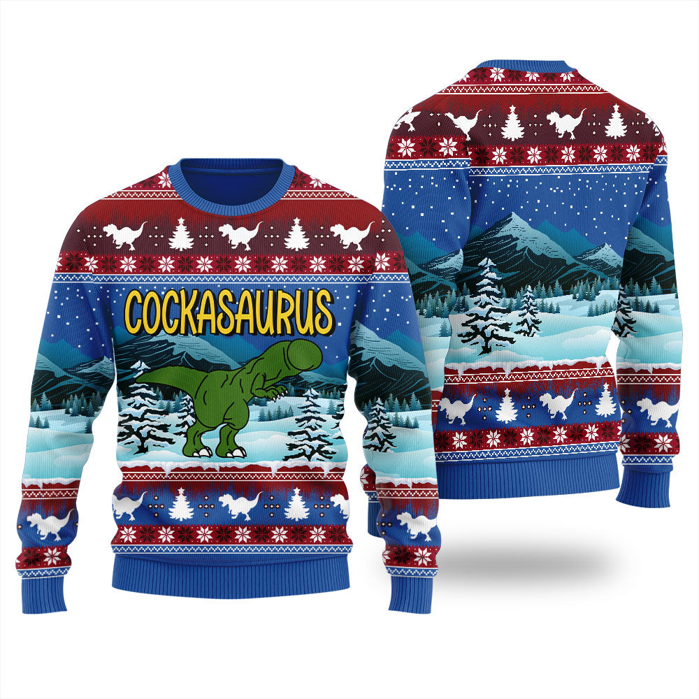 Naughty Cockasaurus Men's Ugly Christmas Sweater
