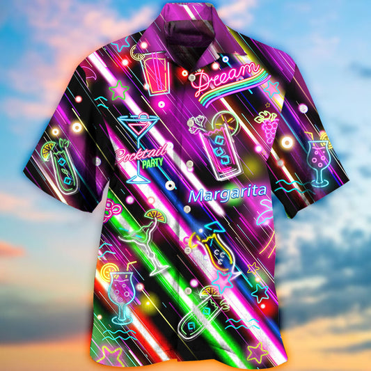 Cocktail Margarita Happy Hour Stunning Neon Style - Hawaiian Shirt