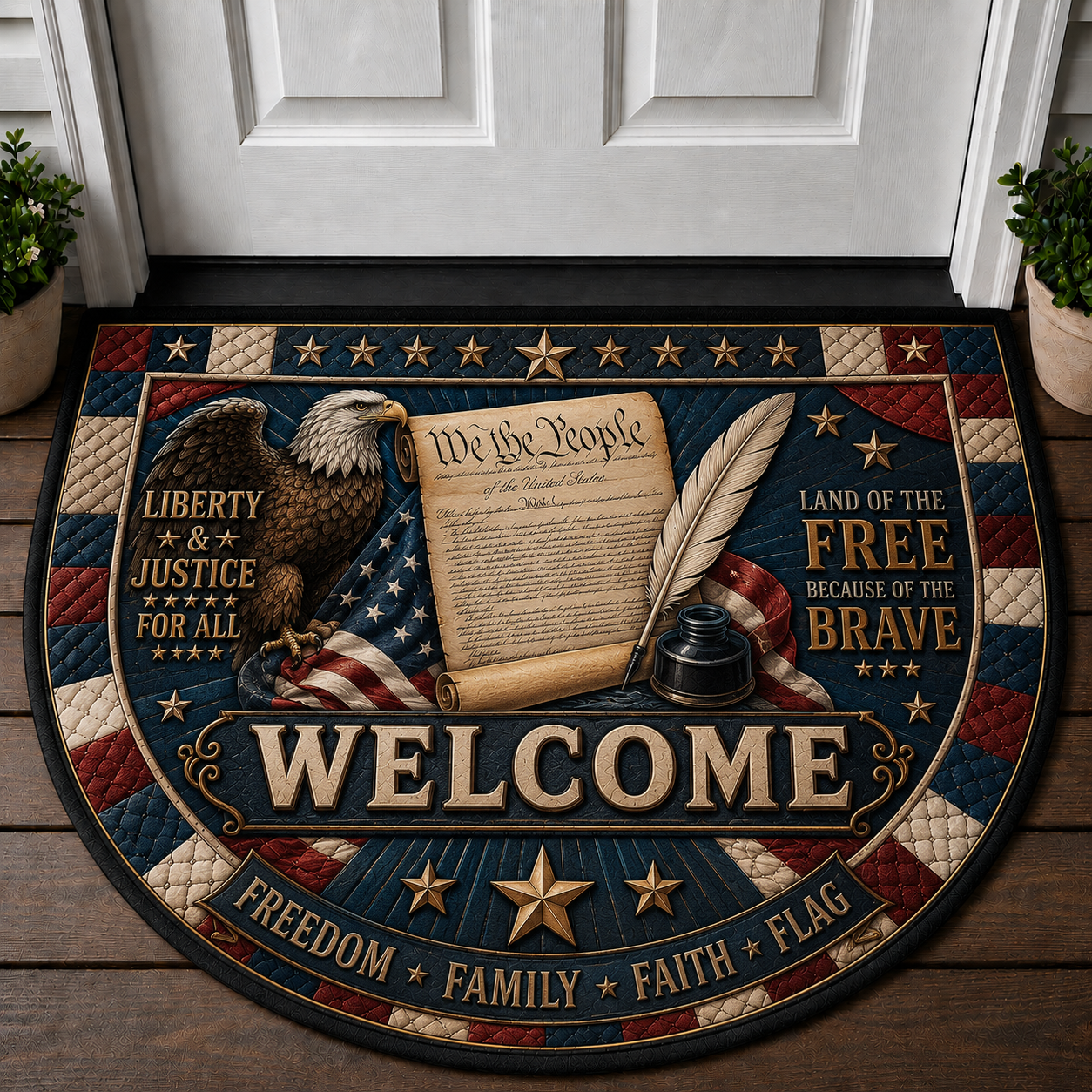 Home Of The Brave Welcome Mat - Patriotic American Pride Doormat - 5to9vibe