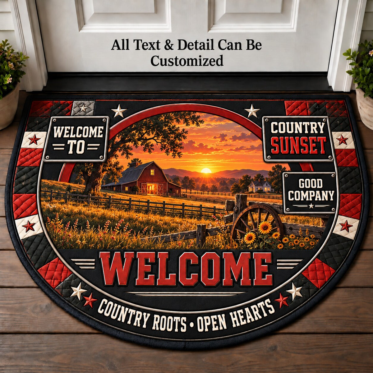 Country Sunset Personalized Half Round Mat | 5To9Vibe