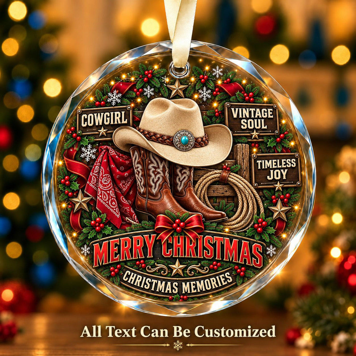 Cowgirl Personalized Glass Ornament | 5To9Vibe