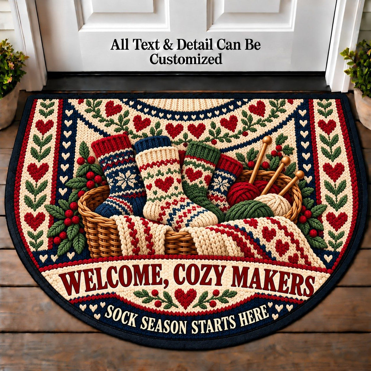 Cozy Socks - Cozy Makers Personalized Half Round Mat | 5To9Vibe