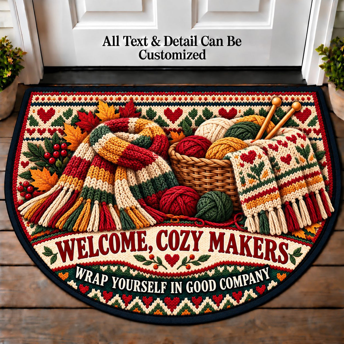 Handmade Scarf - Cozy Makers Personalized Half Round Mat | 5To9Vibe