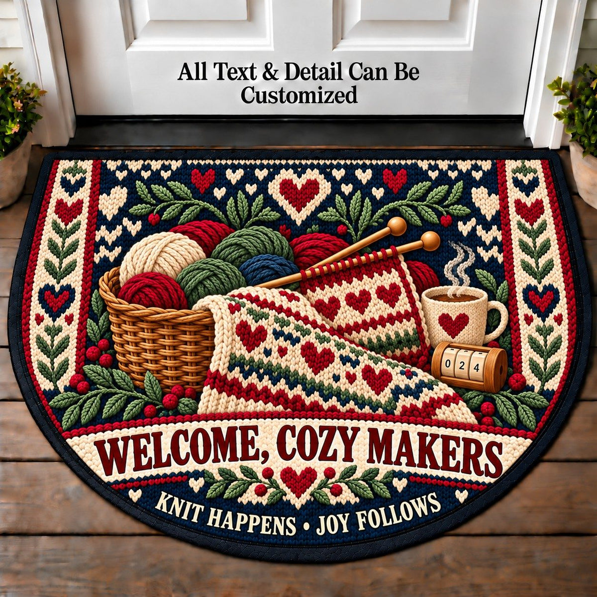 Knit Purl - Cozy Makers Personalized Half Round Mat | 5To9Vibe