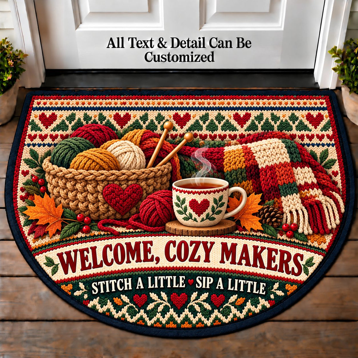 Needles Tea - Cozy Makers Personalized Half Round Mat | 5To9Vibe