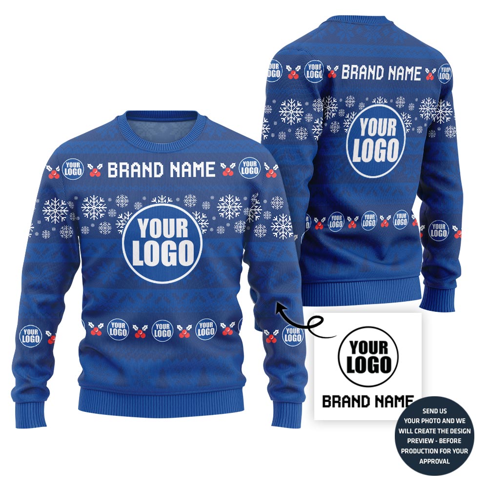 Creative Custom Logo And Name Xmas Sweater For Branding