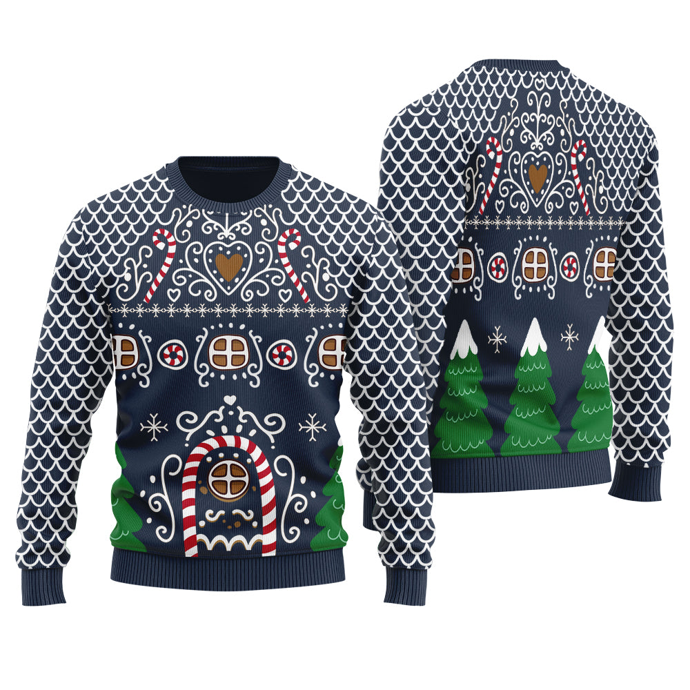 Creative Gingerbread House Men's Ugly Christmas Sweater