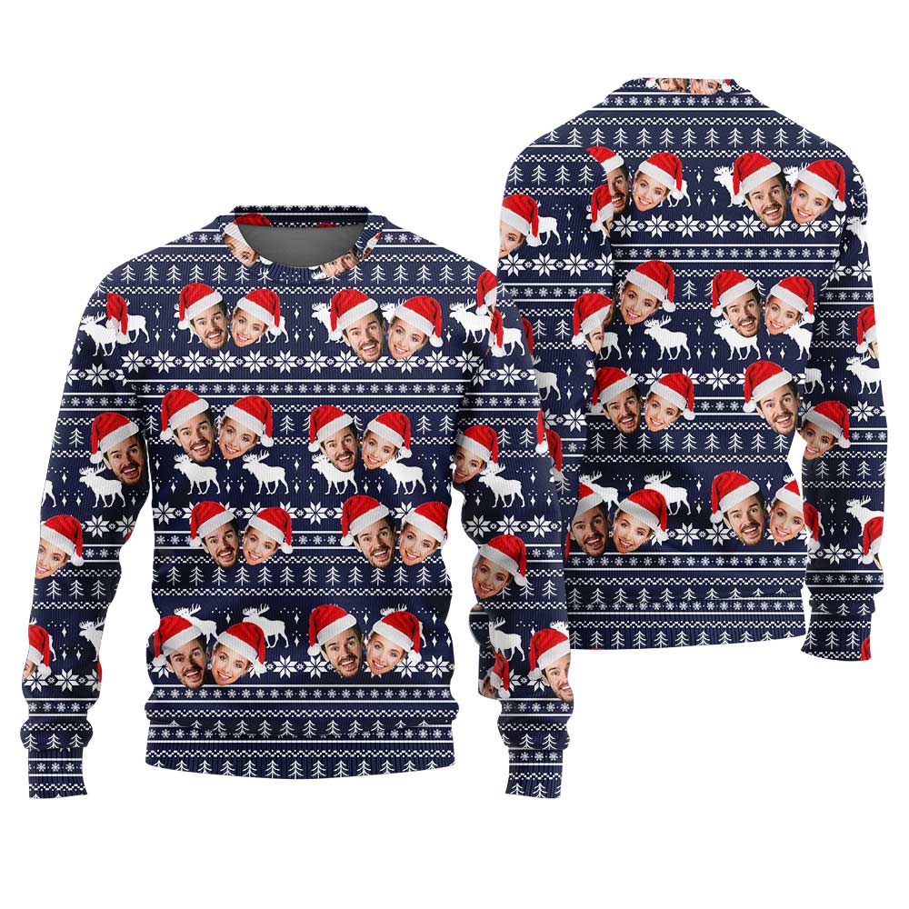 Custom Couple Faces Holiday Sweater