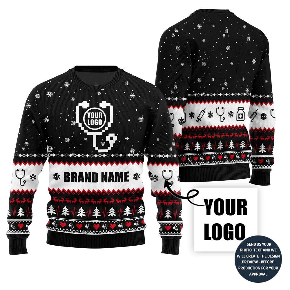 Custom Doctor Logo and Name Ugly Christmas Sweater