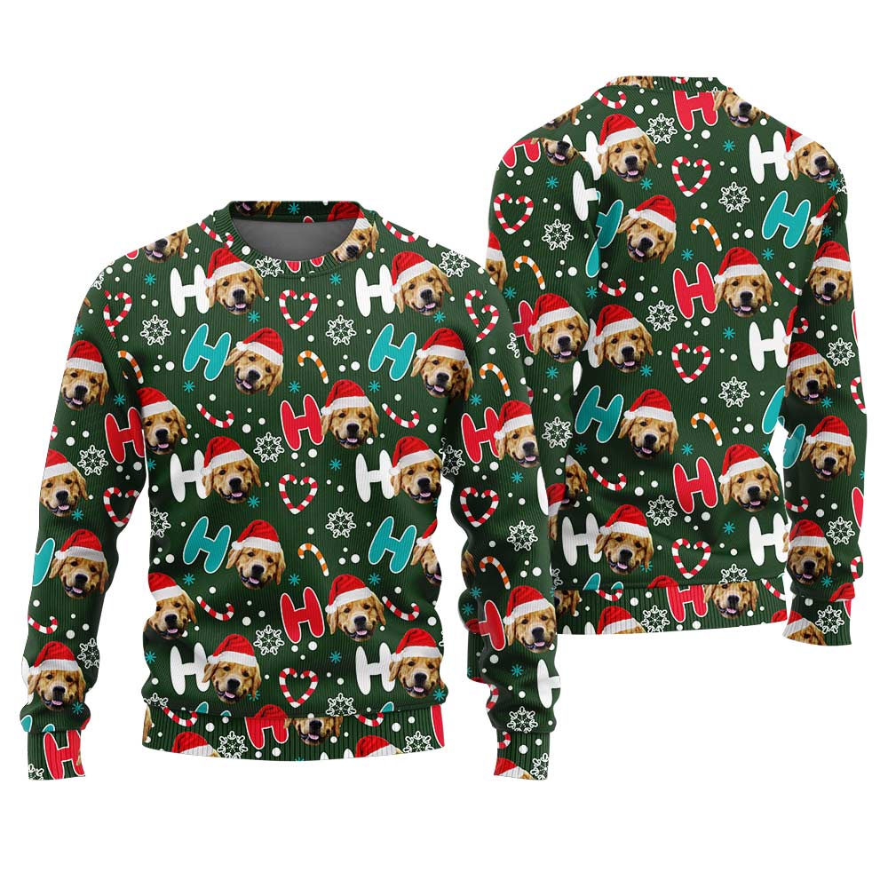 Custom Dog Christmas Sweater Forest Green