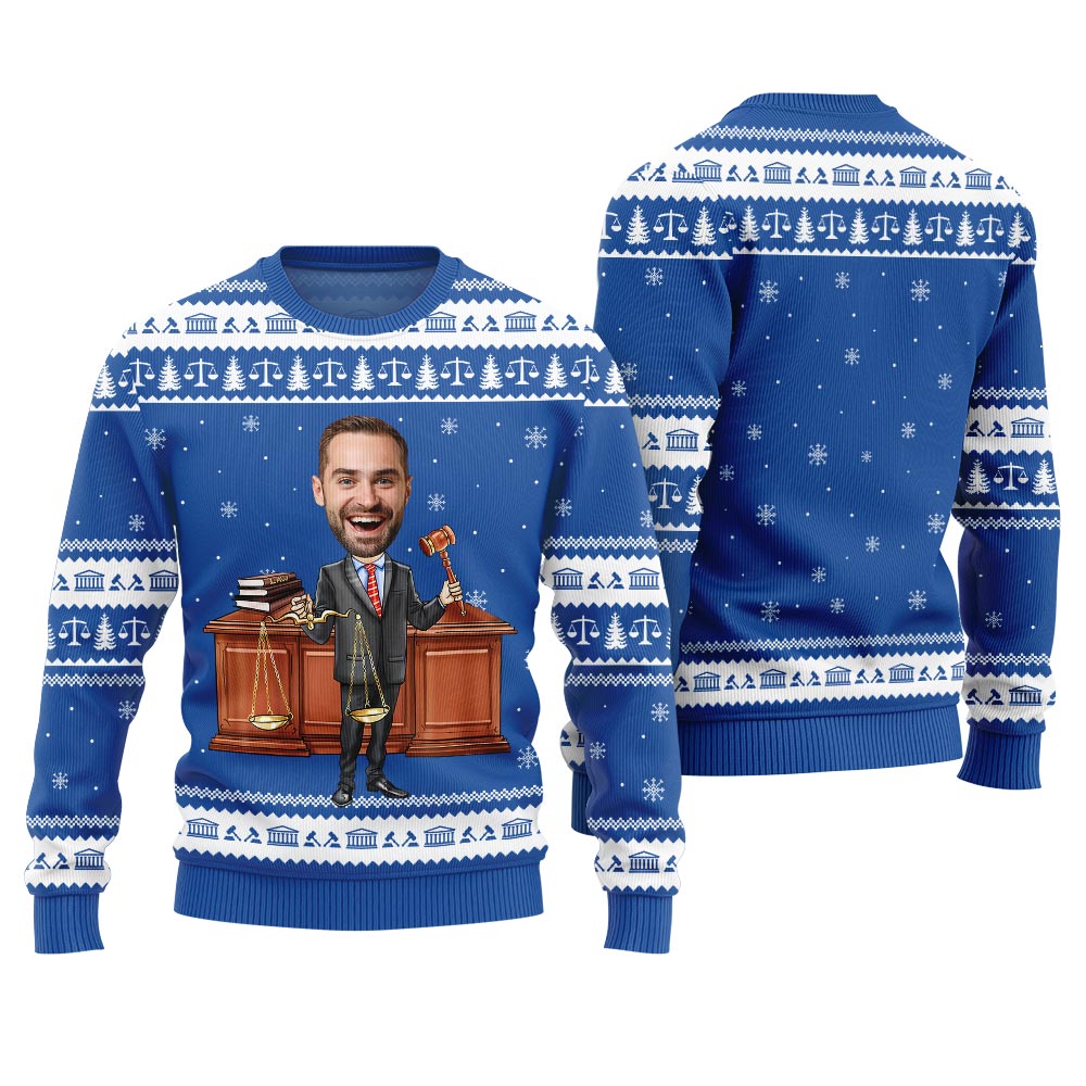 Custom Face Attorney Ugly Holiday Sweater