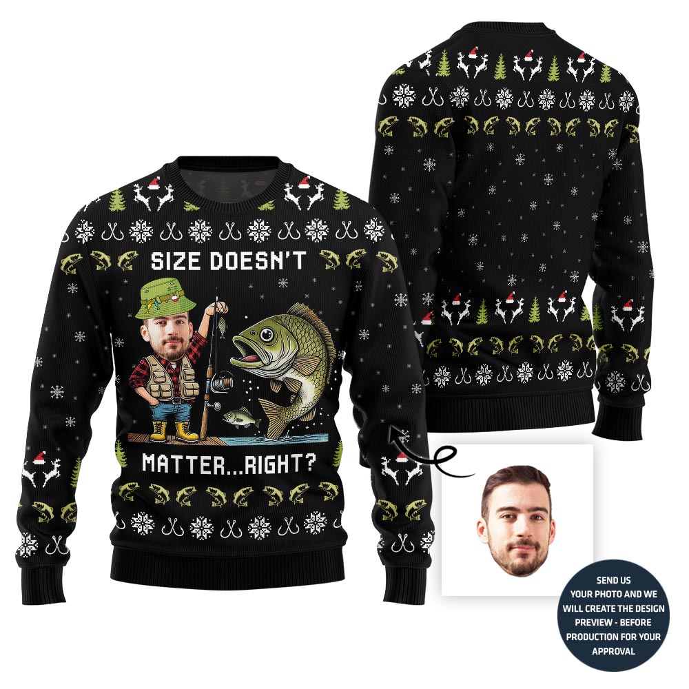Custom Face Fisherman Funny Ugly Christmas Sweater For Men