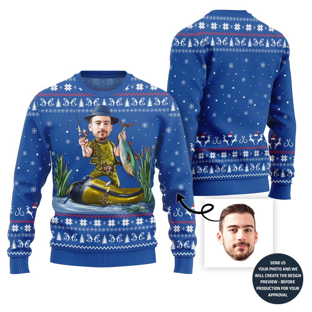 Custom Face Fishing Ugly Sweater